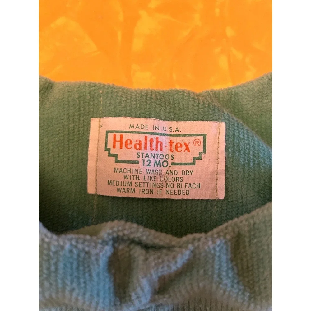 VTG Health-tex Green Corduroy Overalls with Owl Applique Size 12 Months
